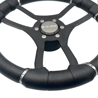 Malera Boat Steering Wheel Black Spokes | Snap-in Gussi Stainless