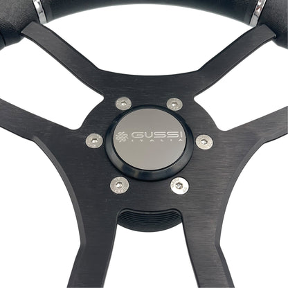 Malera Boat Steering Wheel Black Spokes | Snap-in Gussi Stainless