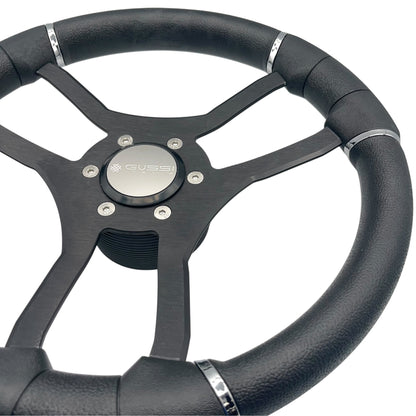 Malera Boat Steering Wheel Black Spokes | Snap-in Gussi Stainless