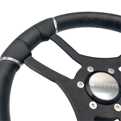 Malera Boat Steering Wheel Black Spokes | Snap-in Gussi Stainless