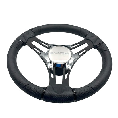 Verona Boat Steering Wheel Black Brushed Alum Spokes | Gussi Italia