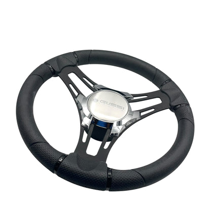 Verona Boat Steering Wheel Black Brushed Alum Spokes | Gussi Italia