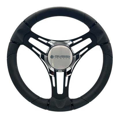 Verona Boat Steering Wheel Black Brushed Alum Spokes | Gussi Italia