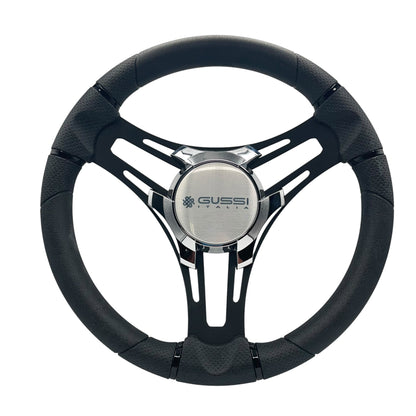 Verona Boat Steering Wheel Black Brushed Alum Spokes | Gussi Italia