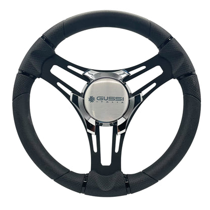 Verona Boat Steering Wheel Black Brushed Alum Spokes | Gussi Italia