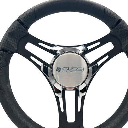 Verona Boat Steering Wheel Black Brushed Alum Spokes | Gussi Italia