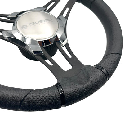 Verona Boat Steering Wheel Black Brushed Alum Spokes | Gussi Italia