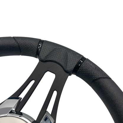Verona Boat Steering Wheel Black Brushed Alum Spokes | Gussi Italia