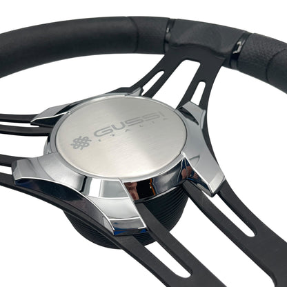 Verona Boat Steering Wheel Black Brushed Alum Spokes | Gussi Italia
