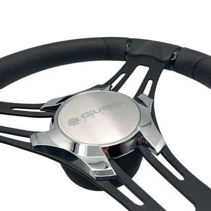 Verona Boat Steering Wheel Black Brushed Alum Spokes | Gussi Italia