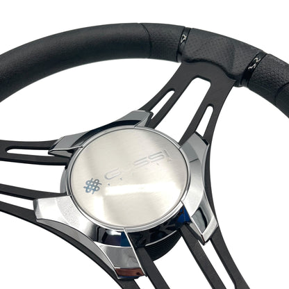 Verona Boat Steering Wheel Black Brushed Alum Spokes | Gussi Italia
