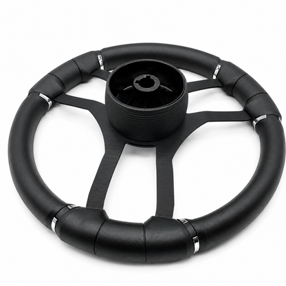 Malera Boat Steering Wheel Black Spokes | Snap-in Gussi Stainless
