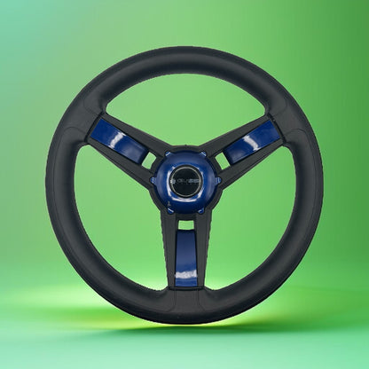 Giazza Golf Cart Steering E-Z-GO HUB Soft Touch Rim ABS Spokes - Blue Inserts