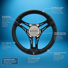 Verona Boat Steering Wheel Black Brushed Alum Spokes | Gussi Italia